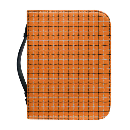 Halloween Tattersall Pattern Print Leather Bible Cover