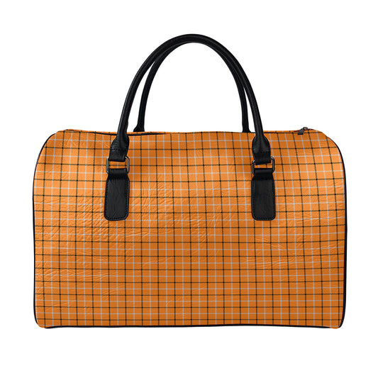 Halloween Tattersall Pattern Print Leather Duffle Bag