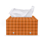 Halloween Tattersall Pattern Print Leather Tissue Box Cover
