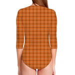 Halloween Tattersall Pattern Print Long Sleeve Swimsuit