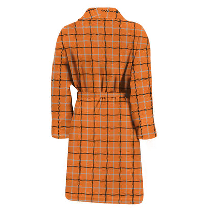 Halloween Tattersall Pattern Print Men's Bathrobe