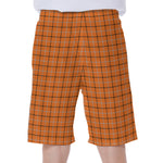Halloween Tattersall Pattern Print Men's Beach Shorts