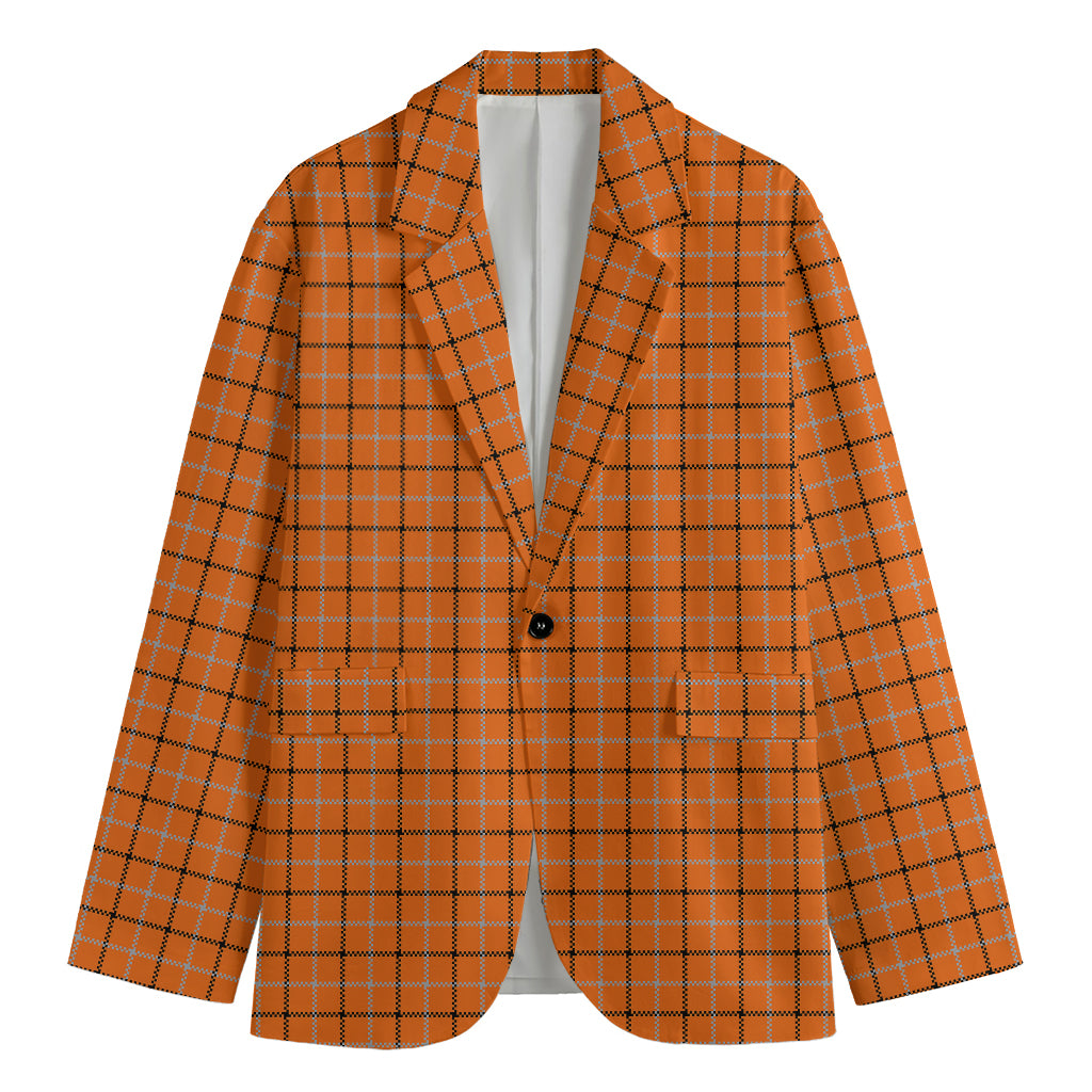 Halloween Tattersall Pattern Print Men's Cotton Blazer