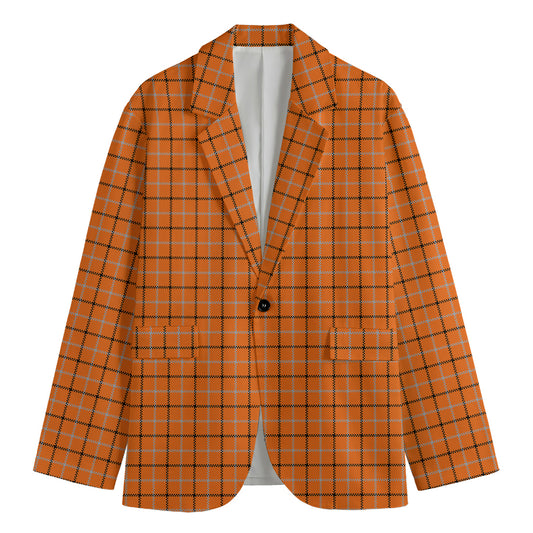 Halloween Tattersall Pattern Print Men's Cotton Blazer