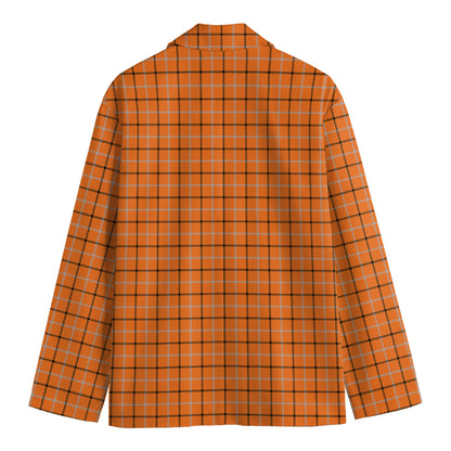 Halloween Tattersall Pattern Print Men's Cotton Blazer