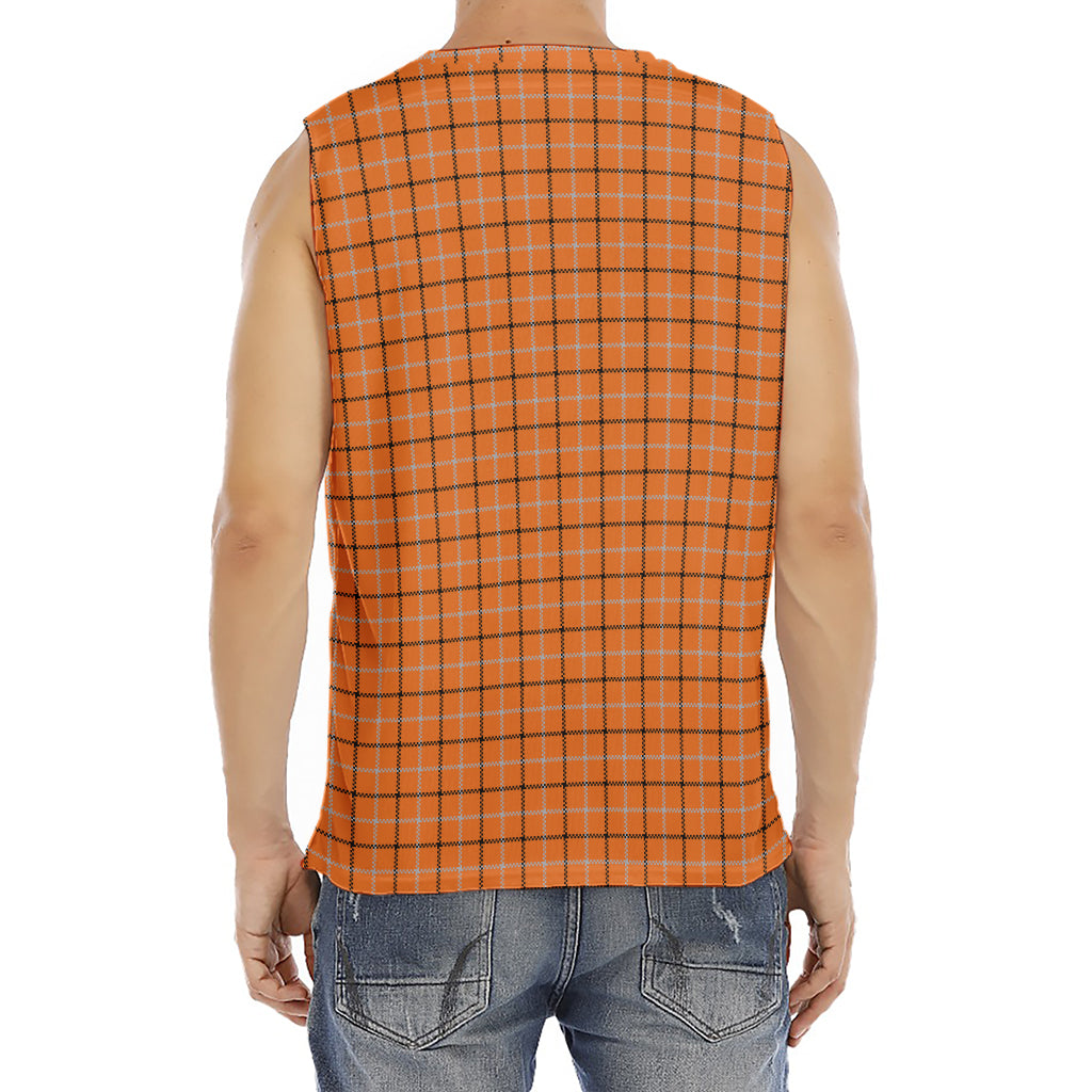 Halloween Tattersall Pattern Print Men's Fitness Tank Top