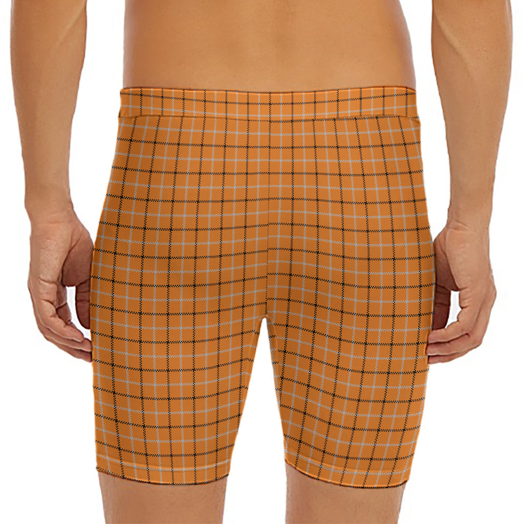 Halloween Tattersall Pattern Print Men's Long Boxer Briefs