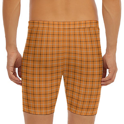 Halloween Tattersall Pattern Print Men's Long Boxer Briefs