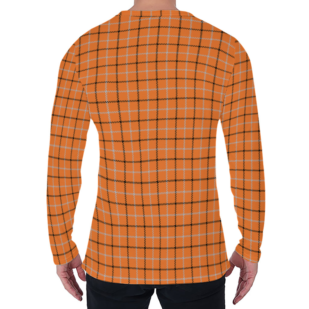 Halloween Tattersall Pattern Print Men's Long Sleeve T-Shirt