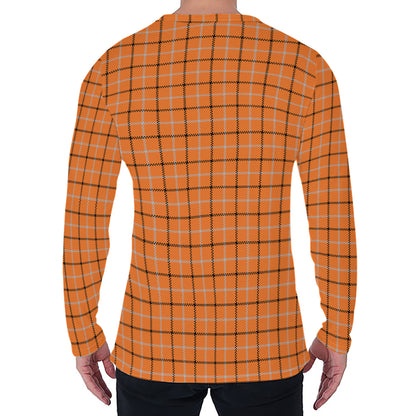Halloween Tattersall Pattern Print Men's Long Sleeve T-Shirt