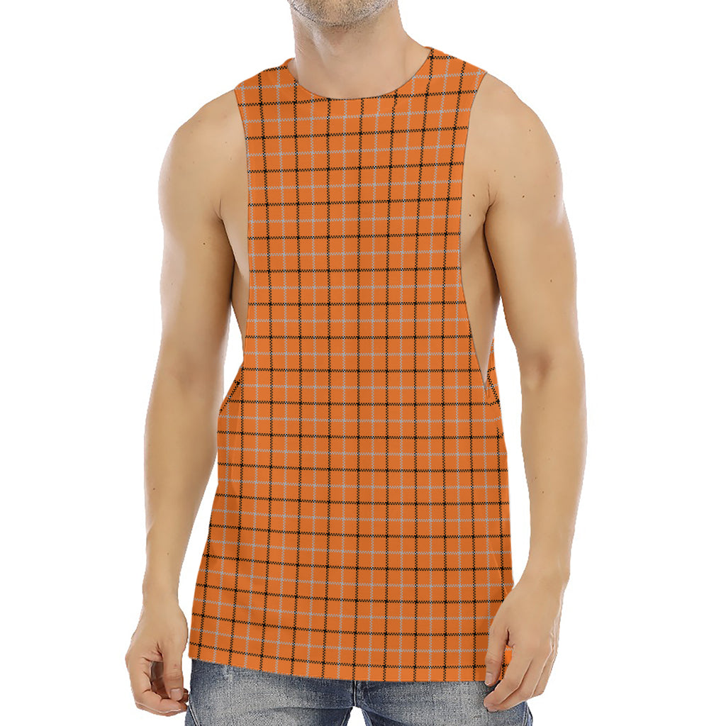 Halloween Tattersall Pattern Print Men's Muscle Tank Top