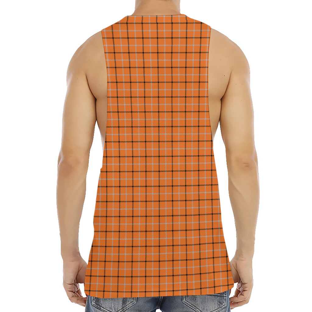 Halloween Tattersall Pattern Print Men's Muscle Tank Top