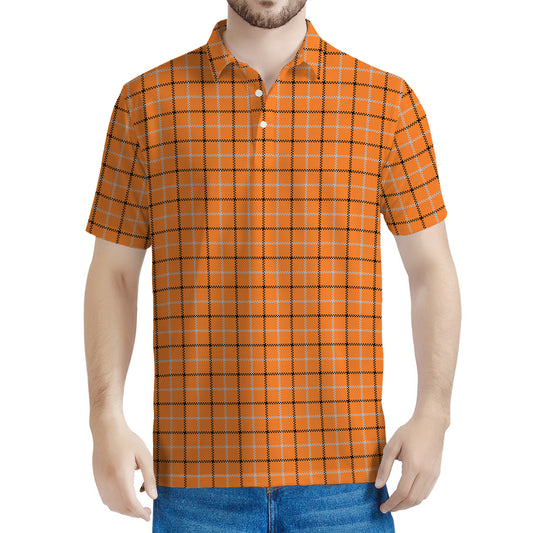 Halloween Tattersall Pattern Print Men's Polo Shirt
