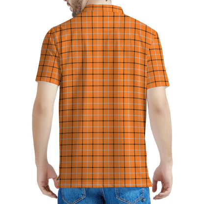 Halloween Tattersall Pattern Print Men's Polo Shirt