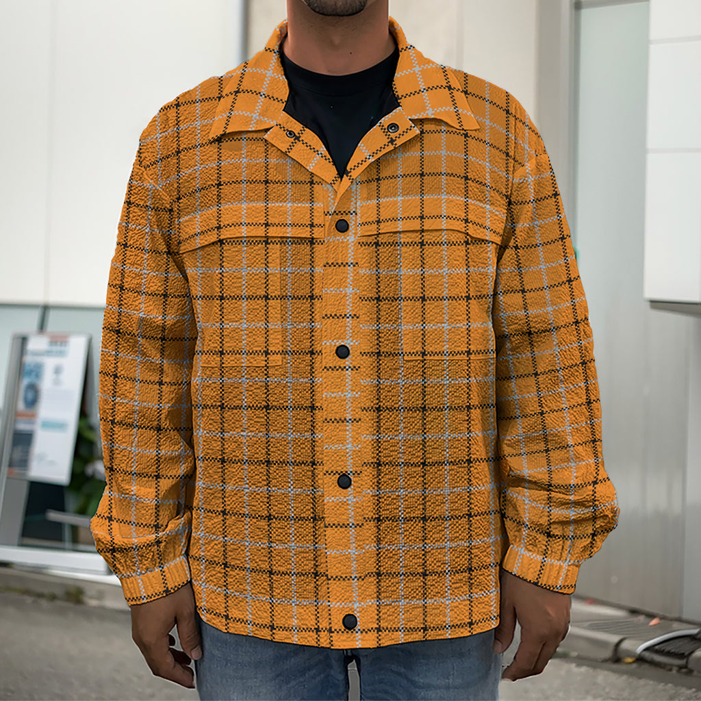 Halloween Tattersall Pattern Print Men's Shirt Jacket