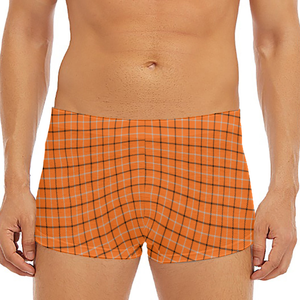 Halloween Tattersall Pattern Print Men's Short Boxer Briefs