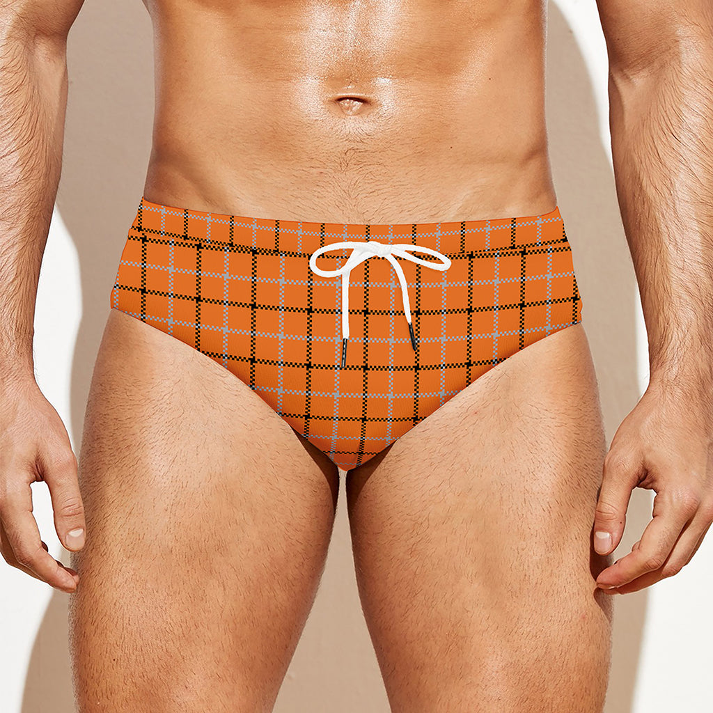 Halloween Tattersall Pattern Print Men's Swim Briefs