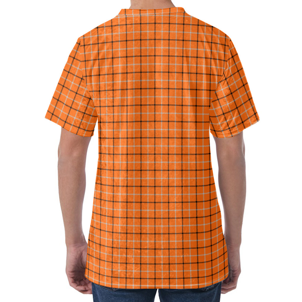 Halloween Tattersall Pattern Print Men's Velvet T-Shirt