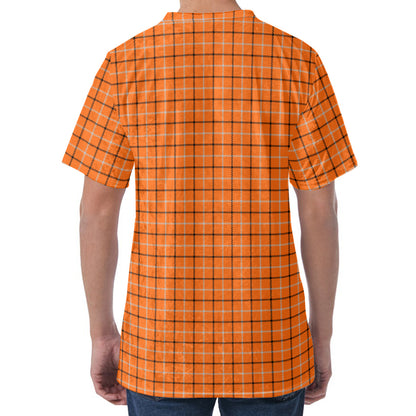 Halloween Tattersall Pattern Print Men's Velvet T-Shirt
