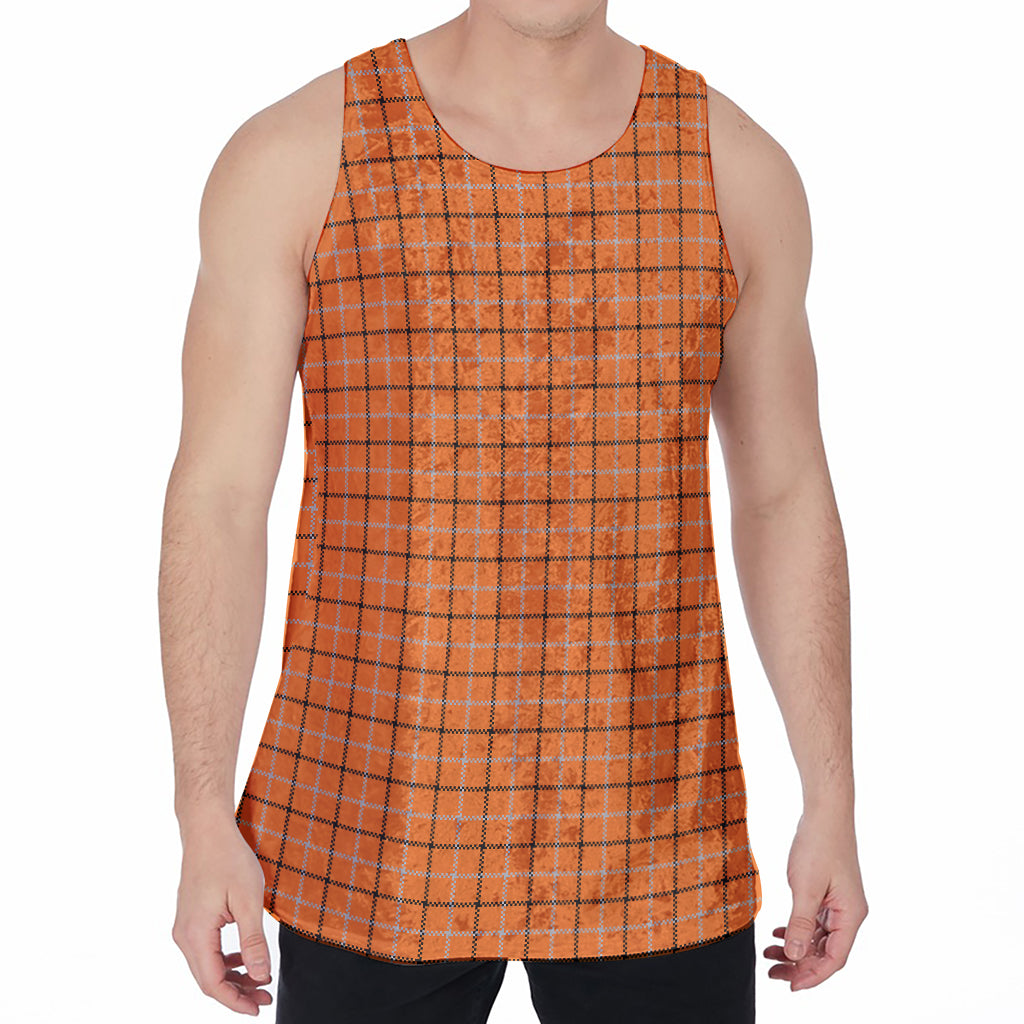 Halloween Tattersall Pattern Print Men's Velvet Tank Top