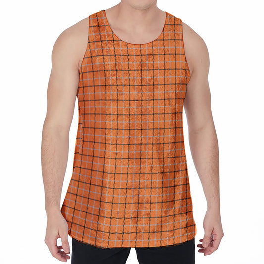 Halloween Tattersall Pattern Print Men's Velvet Tank Top