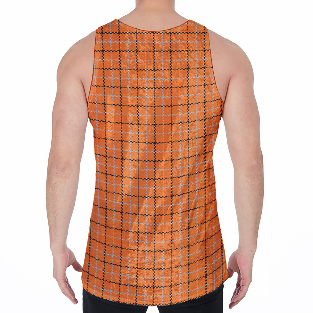 Halloween Tattersall Pattern Print Men's Velvet Tank Top