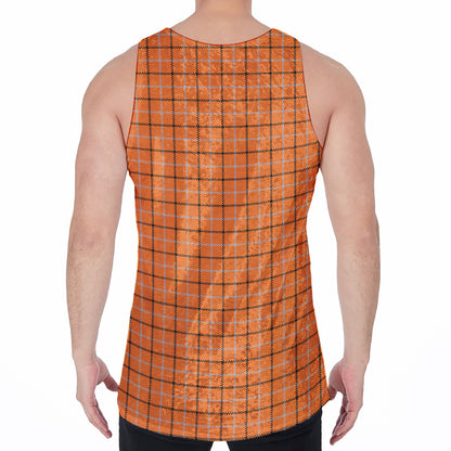 Halloween Tattersall Pattern Print Men's Velvet Tank Top