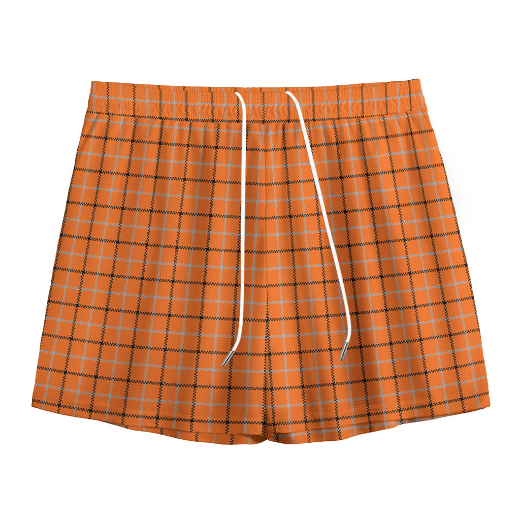 Halloween Tattersall Pattern Print Mesh Shorts