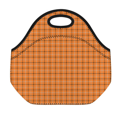 Halloween Tattersall Pattern Print Neoprene Lunch Bag
