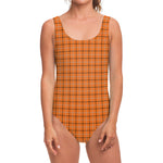 Halloween Tattersall Pattern Print One Piece Swimsuit