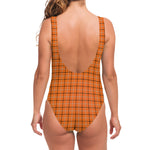 Halloween Tattersall Pattern Print One Piece Swimsuit