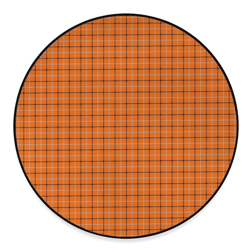 Halloween Tattersall Pattern Print Round Floor Mat