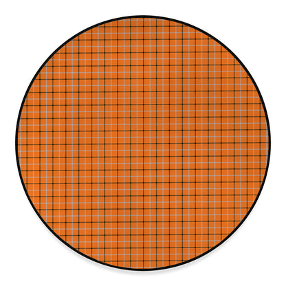 Halloween Tattersall Pattern Print Round Floor Mat
