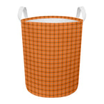 Halloween Tattersall Pattern Print Round Laundry Basket