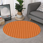 Halloween Tattersall Pattern Print Round Rug