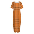 Halloween Tattersall Pattern Print Short Sleeve Long Nightdress