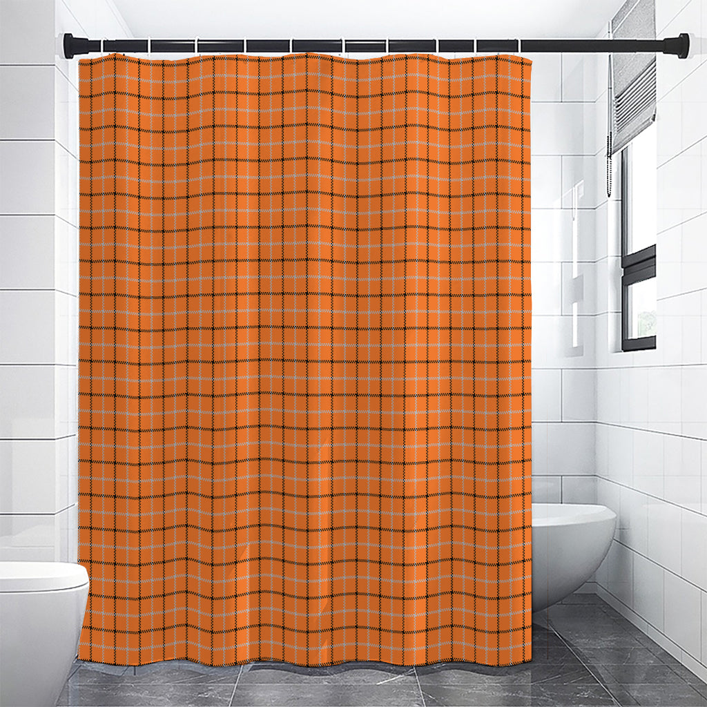 Halloween Tattersall Pattern Print Shower Curtain