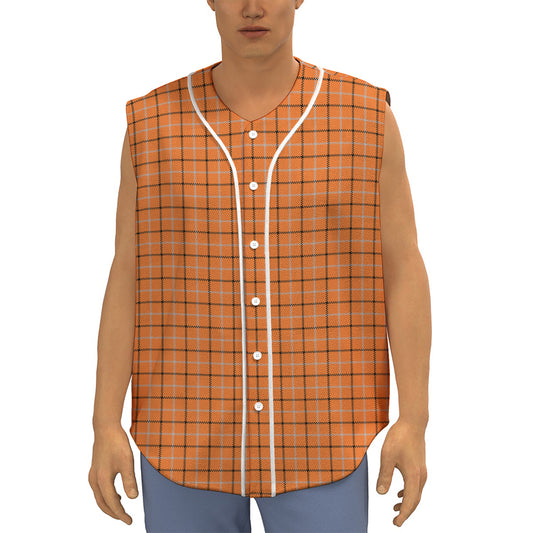 Halloween Tattersall Pattern Print Sleeveless Baseball Jersey