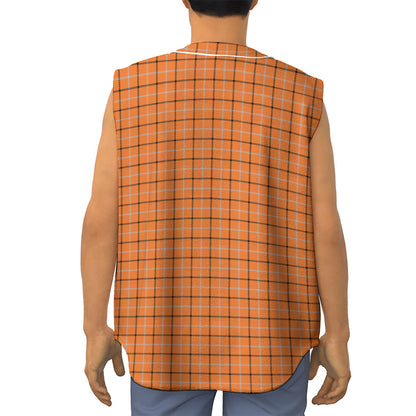 Halloween Tattersall Pattern Print Sleeveless Baseball Jersey