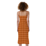 Halloween Tattersall Pattern Print Slim Fit Midi Cami Dress