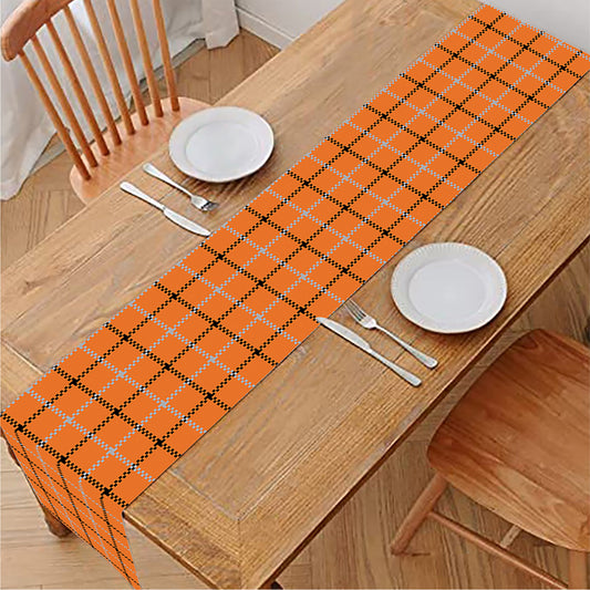 Halloween Tattersall Pattern Print Table Runner