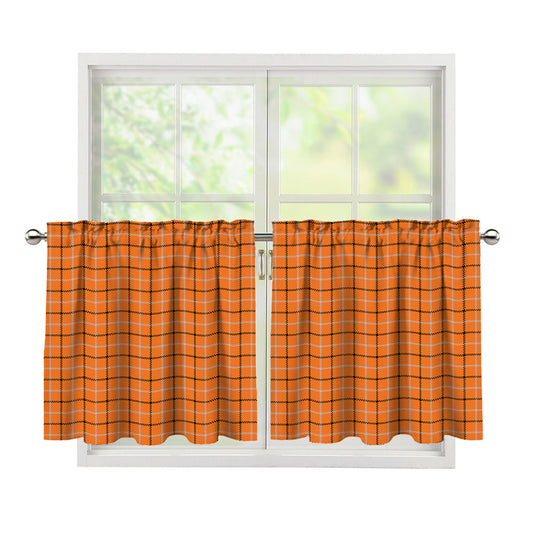 Halloween Tattersall Pattern Print Tier Curtains