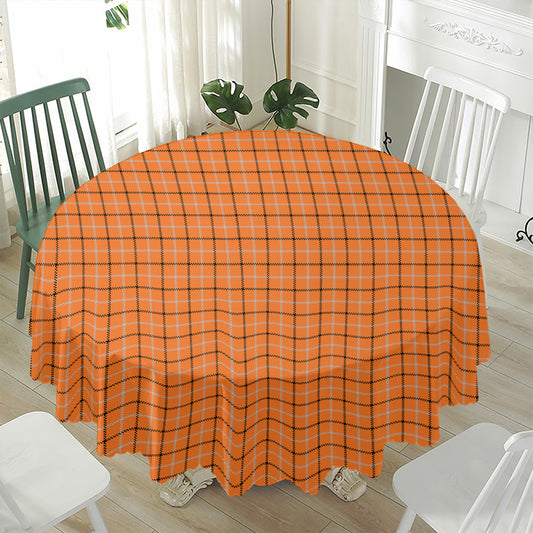 Halloween Tattersall Pattern Print Waterproof Round Tablecloth