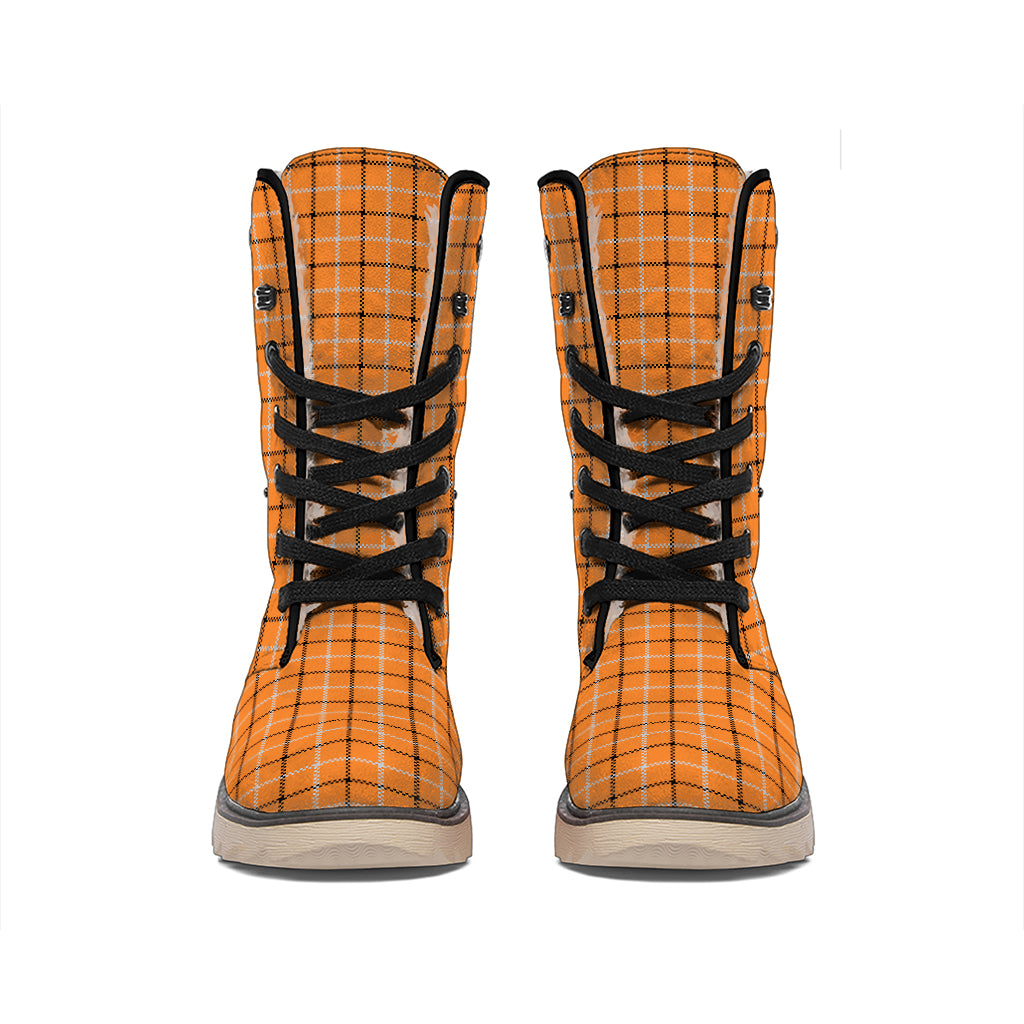 Halloween Tattersall Pattern Print Winter Boots