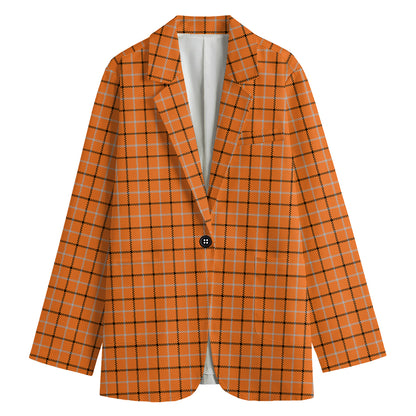 Halloween Tattersall Pattern Print Women's Blazer