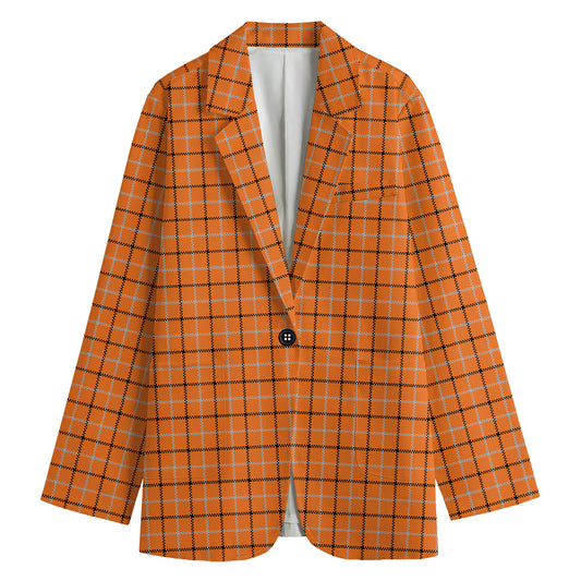 Halloween Tattersall Pattern Print Women's Blazer