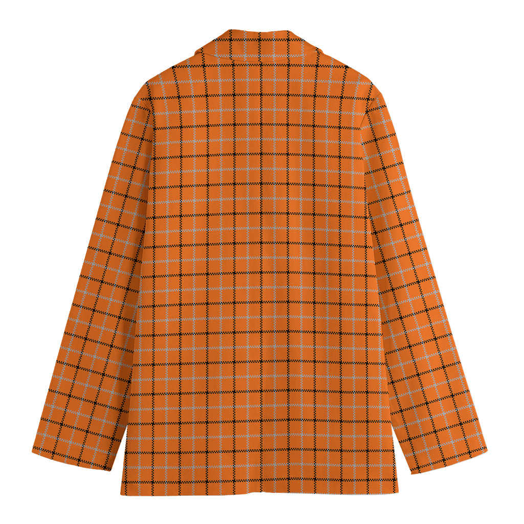 Halloween Tattersall Pattern Print Women's Cotton Blazer
