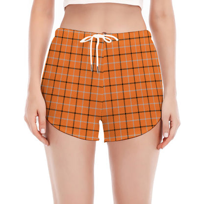Halloween Tattersall Pattern Print Women's Split Running Shorts