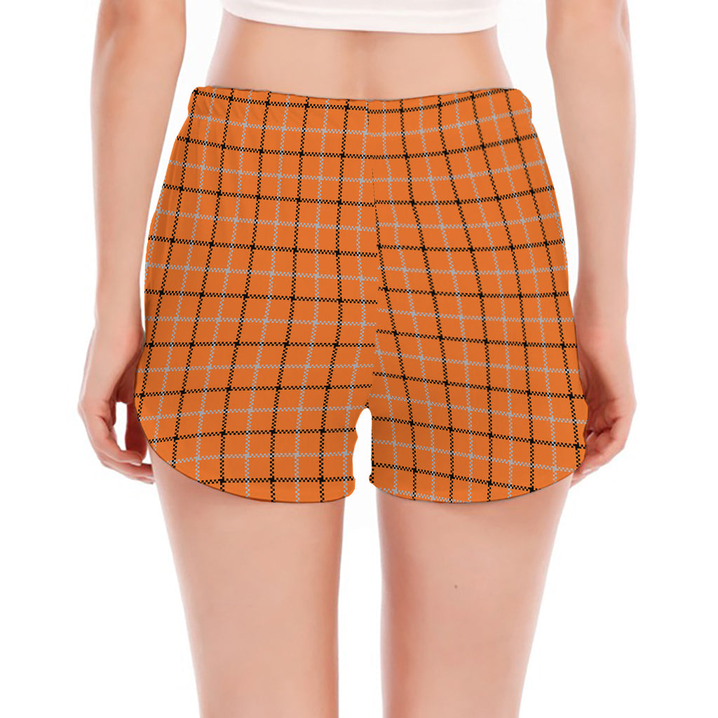 Halloween Tattersall Pattern Print Women's Split Running Shorts