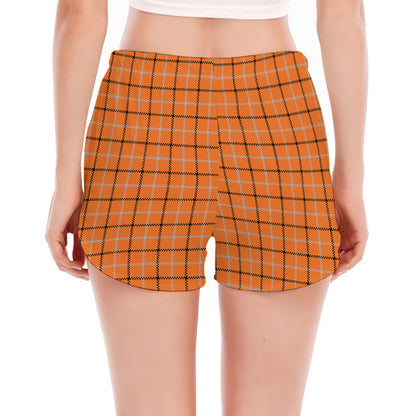 Halloween Tattersall Pattern Print Women's Split Running Shorts